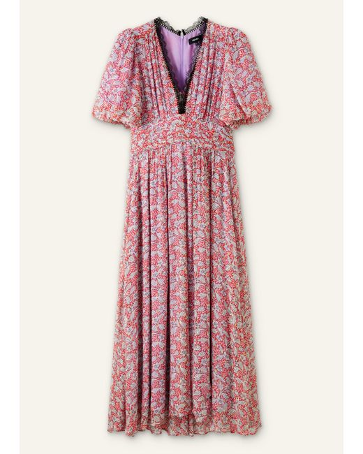 ME+EM Evening Primrose Print Lace Maxi Dress in Pink | Lyst