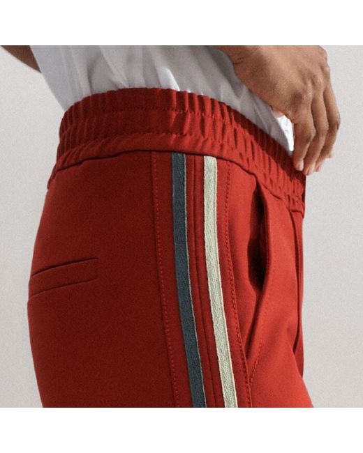 ME+EM Red Regular-Length Convertible Side Stripe Pant