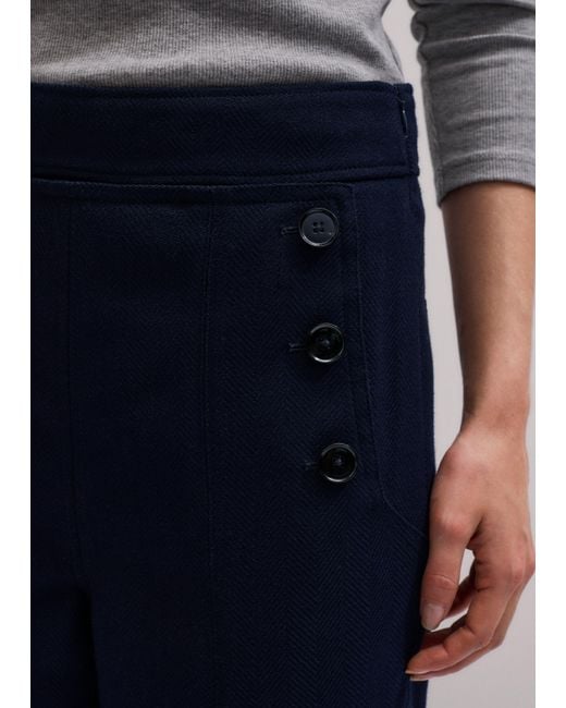 ME+EM Blue Button Front Straight Crop Trouser