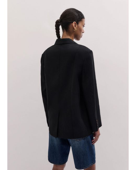 ME+EM Blue Crease-Less Linen Deconstructed Lightweight Summer Blazer
