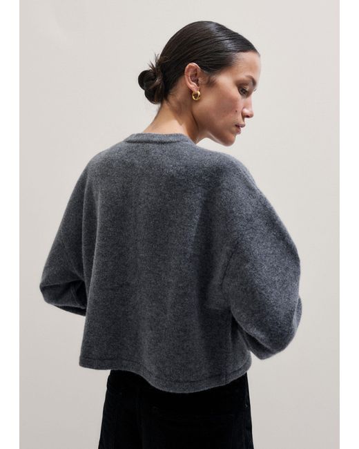 ME+EM Blue Dramatic Sleeve Knit Jacket Mid Melange