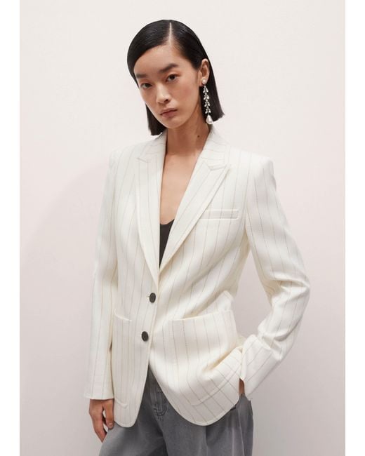 ME+EM Natural Metallic Pinstripe Contour Blazer