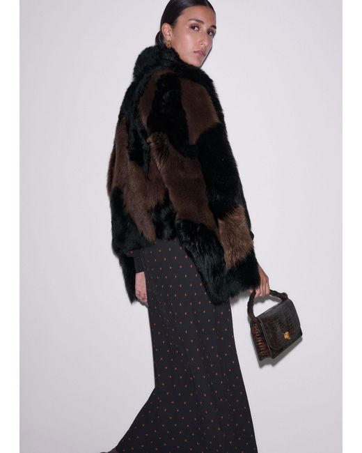 ME+EM Black Winter Polka Dot Lace Trim Maxi Dress/Caramel
