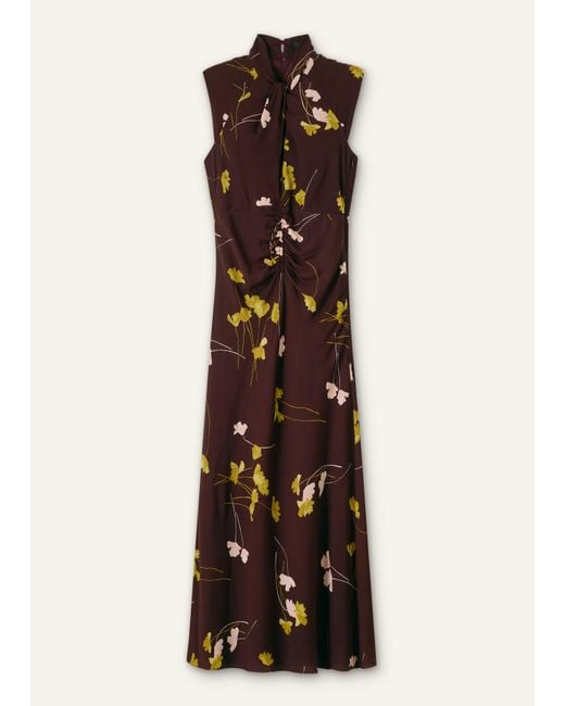 ME+EM Brown Scattered Wild Poppy Print Maxi Dress Bordeaux/Multi