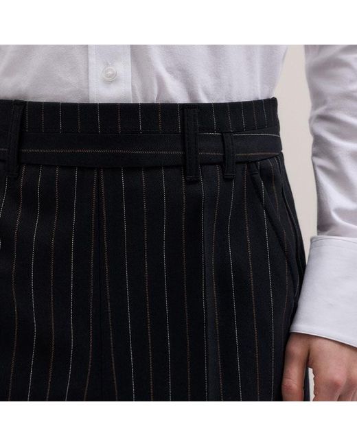 ME+EM Black Pinstripe Wide Leg Trouser