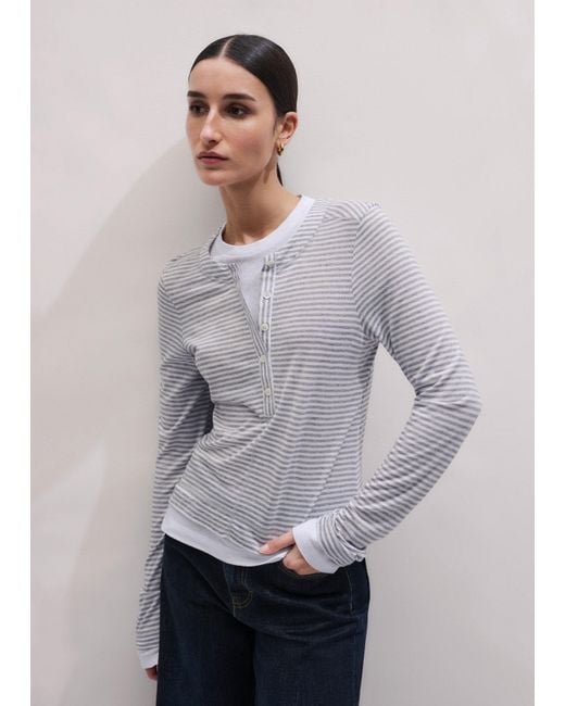 ME+EM Gray Double-Layer Look Long Sleeve Top