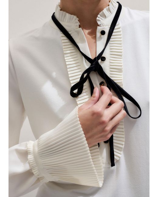 ME+EM Natural Frill Neck Layering Blouse + Tie