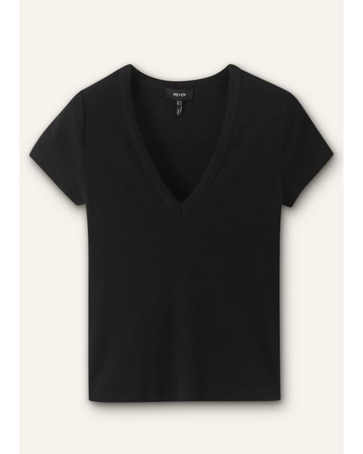 ME+EM Brown Ultimate Fitted Rib V-Neck Tee