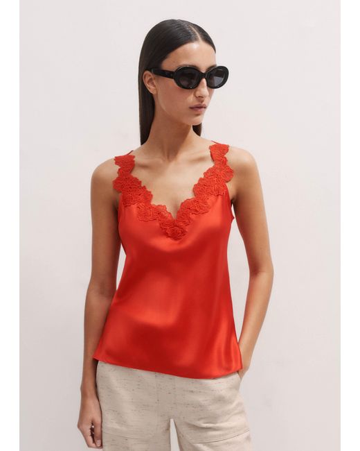 ME+EM Multicolor Silk+Lace Camisole Top