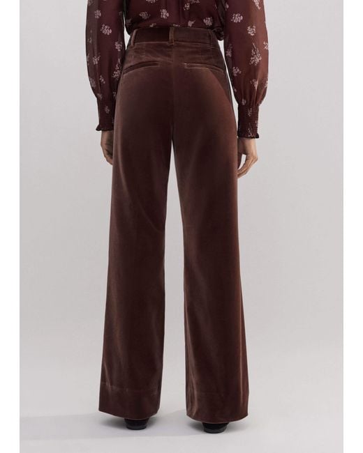ME+EM Brown Velvet Evening Kick Flare Trouser Tea Rose