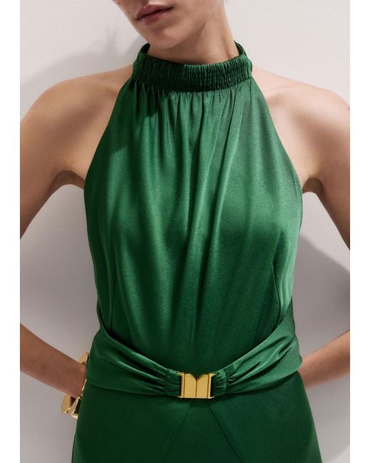 ME+EM Green Beautifully Draped Full Length Dress