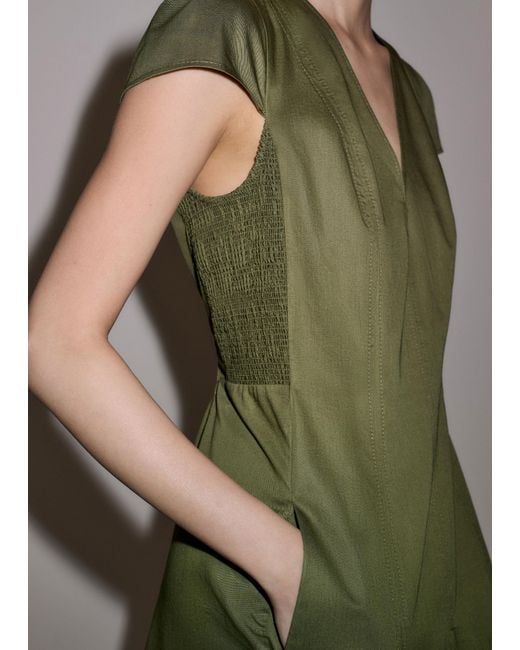 ME+EM Green V-Neck Fit And Flare Maxi Dress