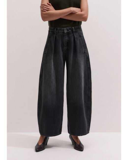ME+EM Black Pleated Barrel Jean