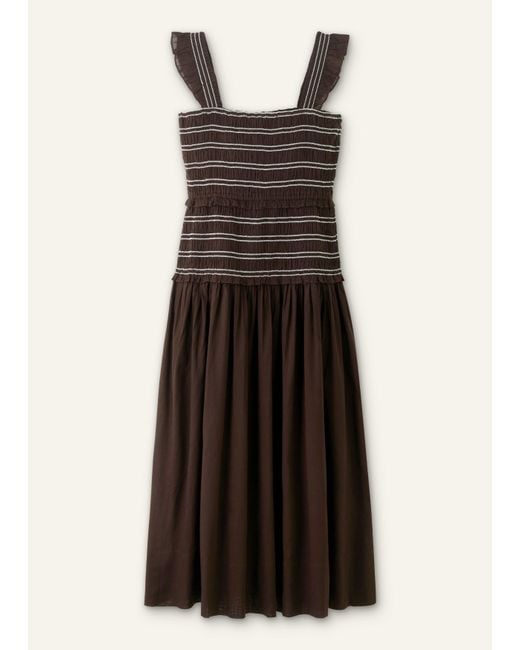 ME+EM Black Cotton Poplin Contrast Stitch Midi Dress