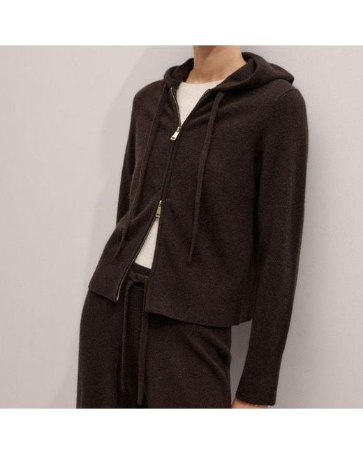 ME+EM Multicolor Cashmere Wide Leg Knit Trousers Warm Chocolate Melange