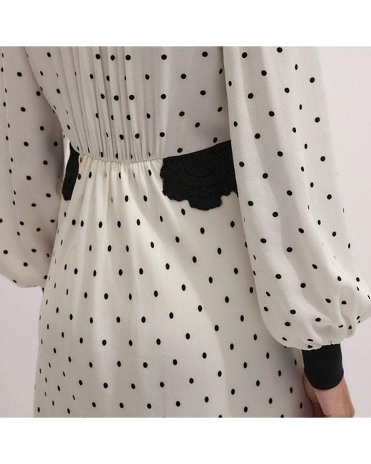 ME+EM White Winter Polka Dot Lace Trim Maxi Dress Cream