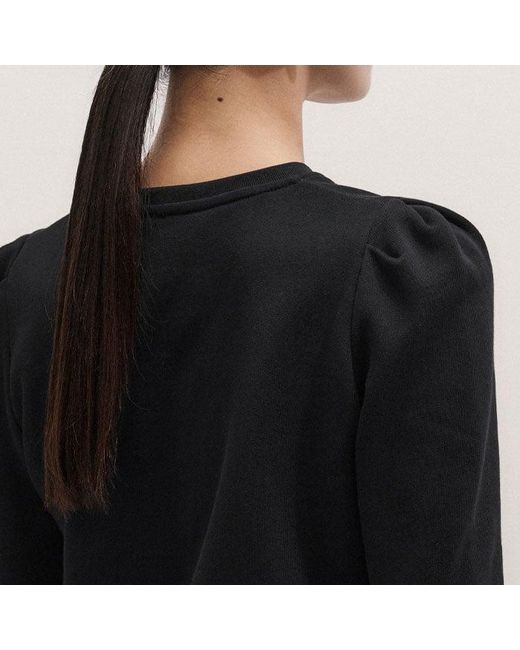 ME+EM Black Raw Edge V Neck Sweatshirt