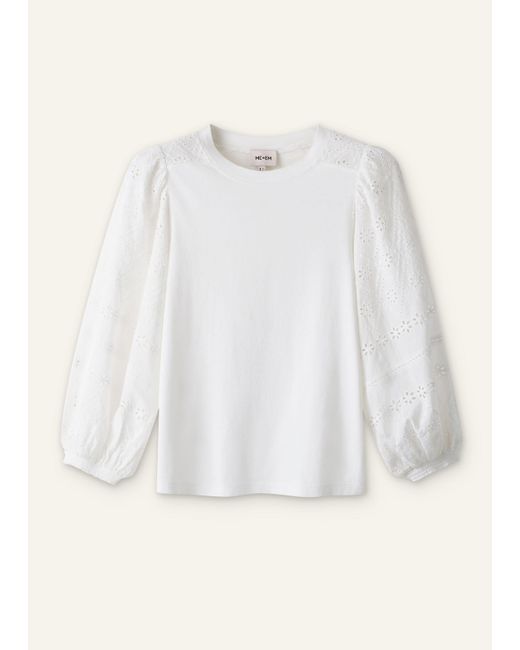 ME+EM White Broderie Anglaise Balloon Sleeve Top