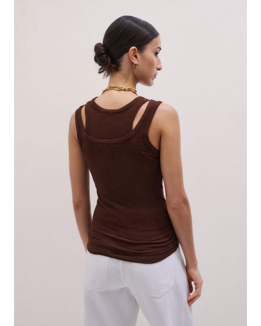 ME+EM Brown Double Layer Slim Vest Set