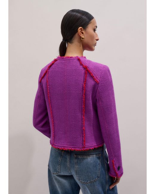 ME+EM Purple Fringe Detail Straight Fit Jacket
