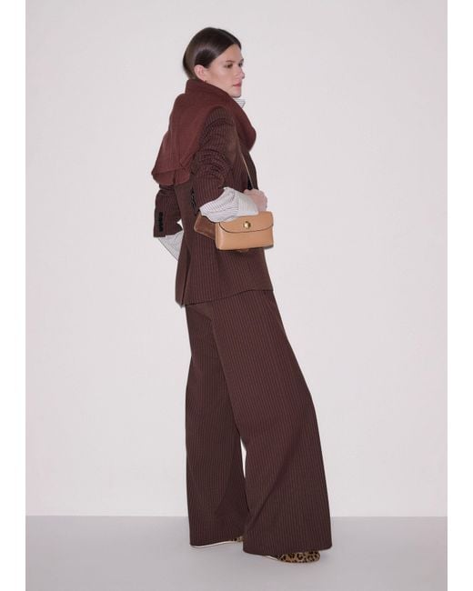 ME+EM Brown Pinstripe Sharp Shoulder Contour Blazer