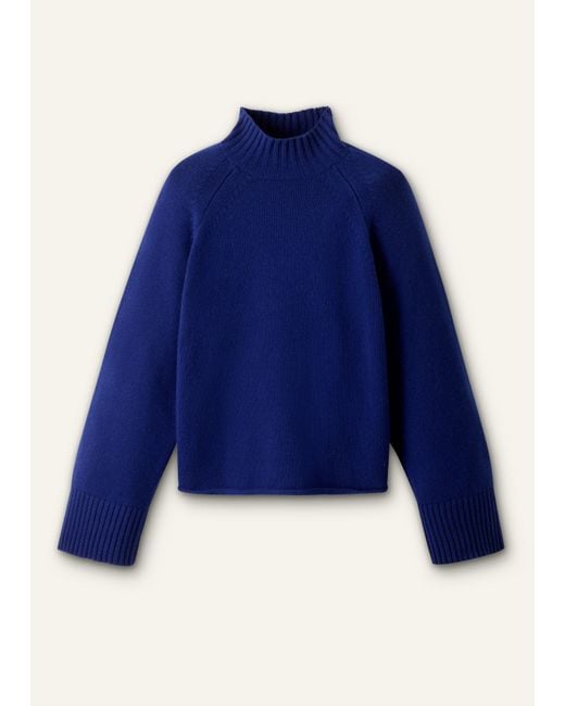 ME+EM Blue High Neck Relaxed Raglan Jumper