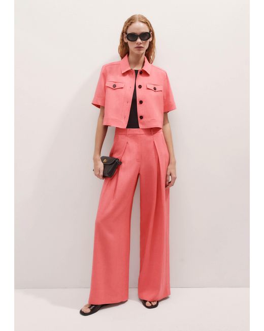 ME+EM Pink Lightweight Tailored Shirt Jacket Camellia Rose