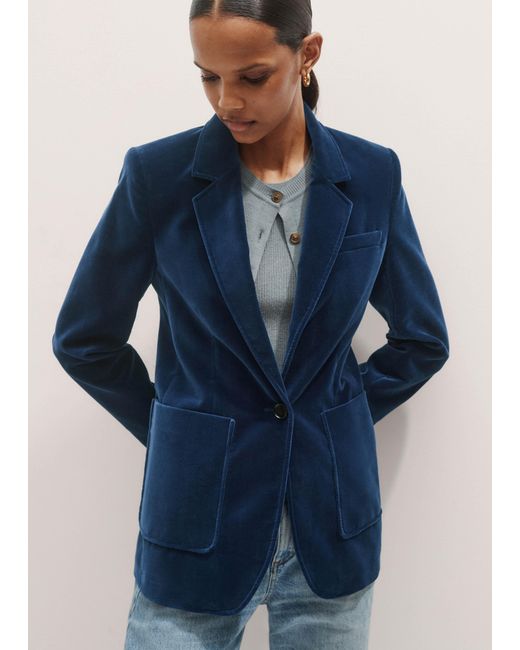 ME+EM Blue Velvet Sharp Shoulder Jacket