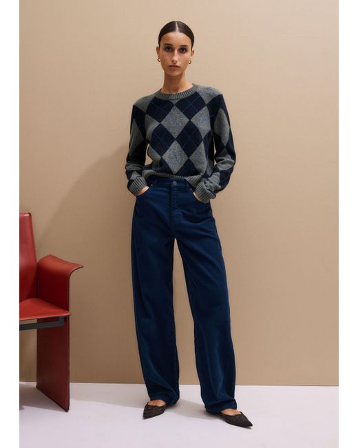 ME+EM Blue Cord Tapered Puddle Trouser