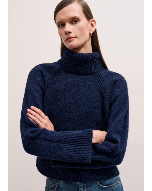 ME+EM Blue Merino Cashmere Mouliné Jumper + Snood/ Mouliné