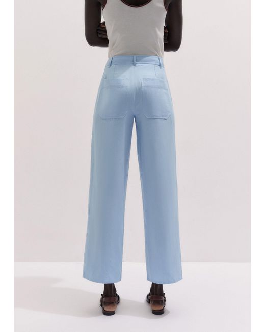 ME+EM Blue Straight Crop Tailored Trouser
