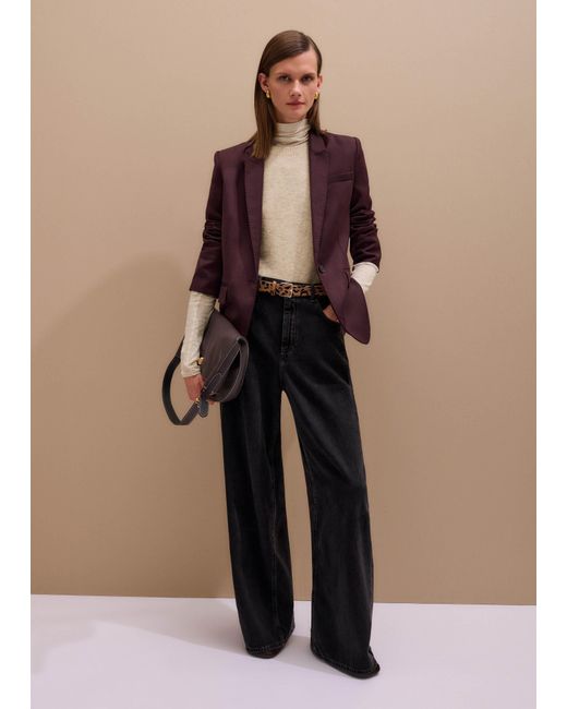 ME+EM Purple Luxe Sharp Shoulder Blazer