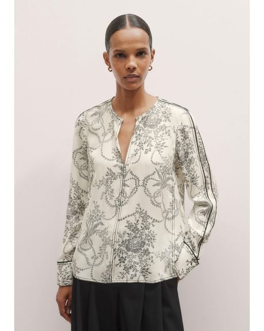 ME+EM Natural Silk Straight Blouse + Tie