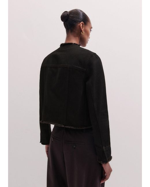 ME+EM Black Collarless Denim Jacket