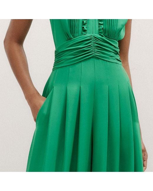 ME+EM Green Silk Wide-Leg Jumpsuit