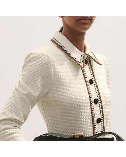 ME+EM Natural Crochet Trim Fit And Flare Midi Dress