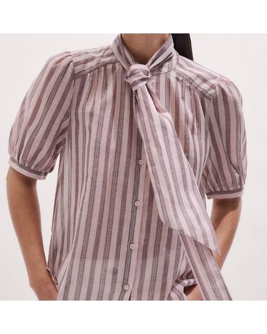 ME+EM Purple Stripe Blouse + Tie