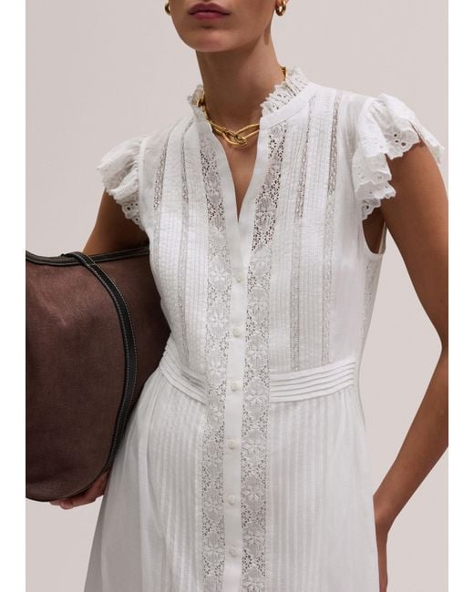 ME+EM Multicolor Cotton Voile Trim Detail Maxi Dress + Slip