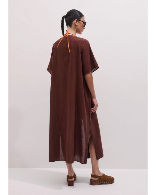 ME+EM Red Cotton Holiday Kaftan Maxi Dress