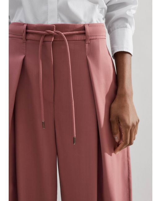 ME+EM Pink Tailored Wide Tapered Trouser + Belt