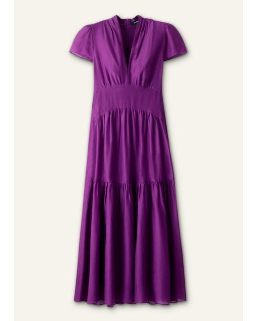 ME+EM Purple Silk Cotton Fit And Flare Maxi Dress