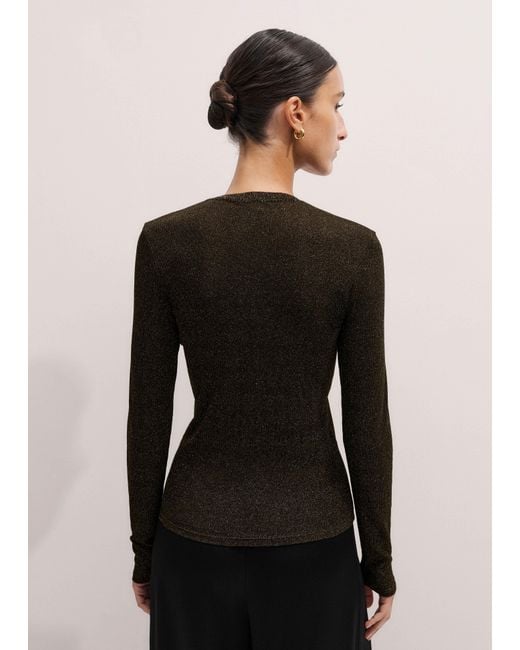 ME+EM Black Metallic Rib Long Sleeve