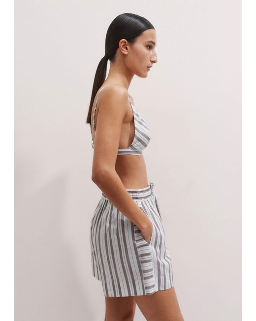 ME+EM Brown Cotton Summer Stripe Shirt Bralette