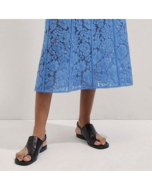 ME+EM Blue Lace A-Line Midi Skirt