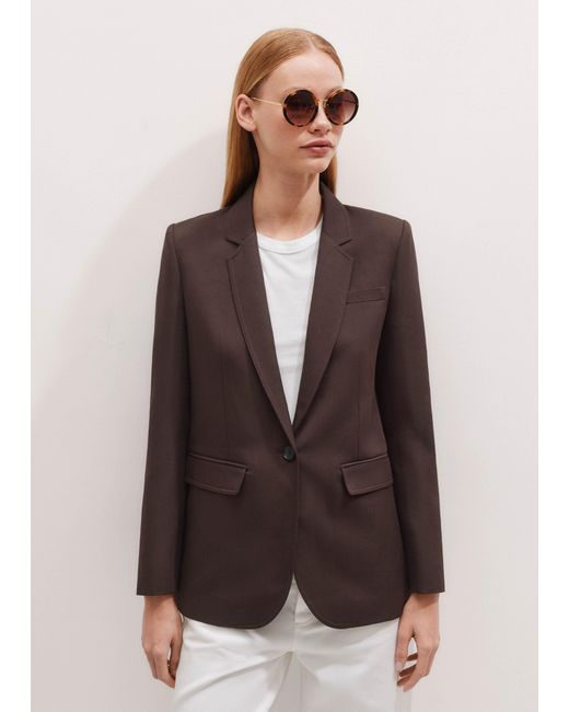 ME+EM Brown Sharp Shoulder Straight Blazer