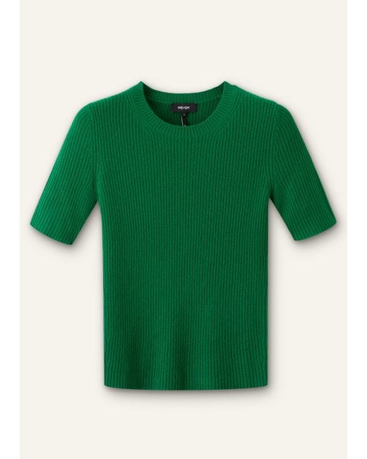 ME+EM Green Cashmere Slim Rib Knit Tee