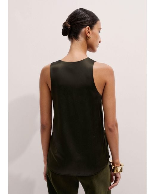 ME+EM Black Silk Satin Tank Top