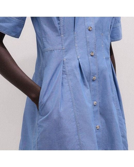 ME+EM Blue Cotton Chambray Mini Shirt Dress + Belt