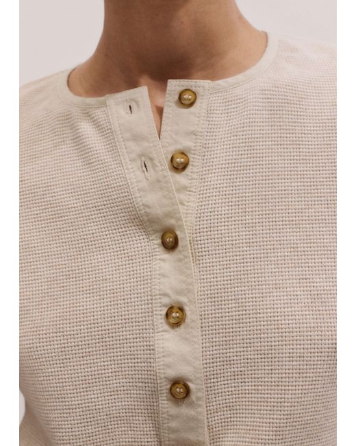 ME+EM Natural Button Down Waffle Baby Tee