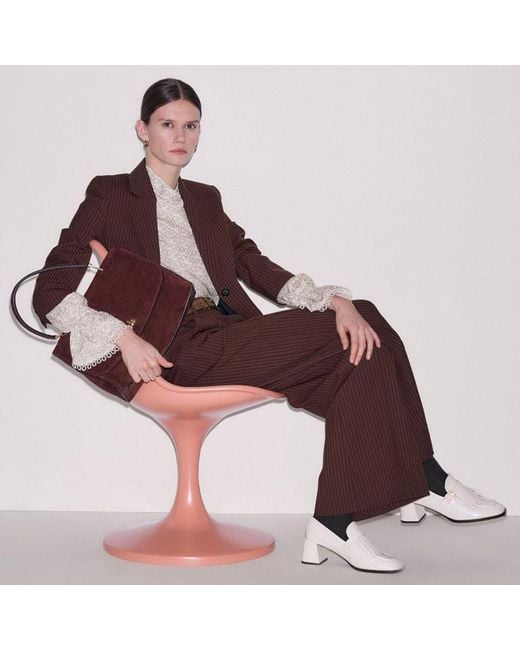 ME+EM Brown Pinstripe Sharp Shoulder Contour Blazer